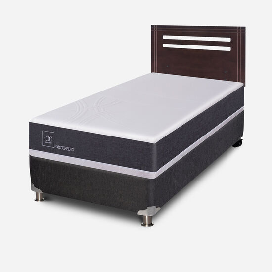 Box Spring 1 Plaza Ortopedic 5 Zonas + Respaldo Múnich