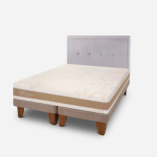 Cama Europea 2 Plazas Rilassati Smart Base Dividida + Respaldo Ganges