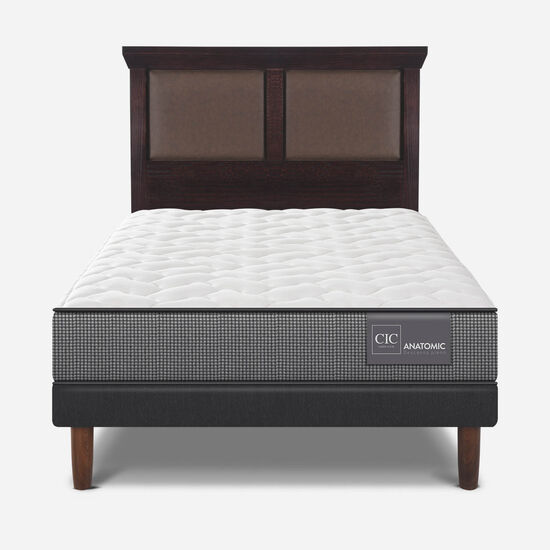 Cama Europea 1.5 Plazas Anatomic + Respaldo Torino Choc
