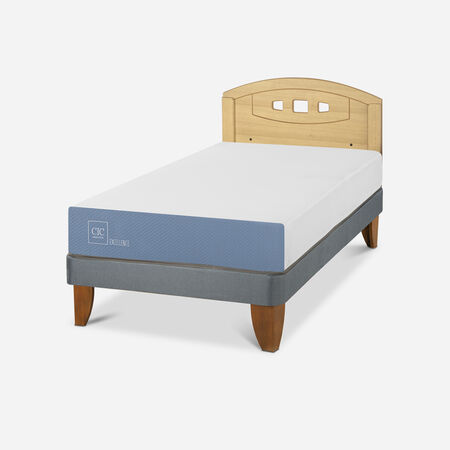 Cama Europea 1,5 Plazas Excellence + Respaldo Gales Mostaza