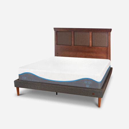 Cama Europea Curve 2 Plazas Alaska + Respaldo Torino Caramel