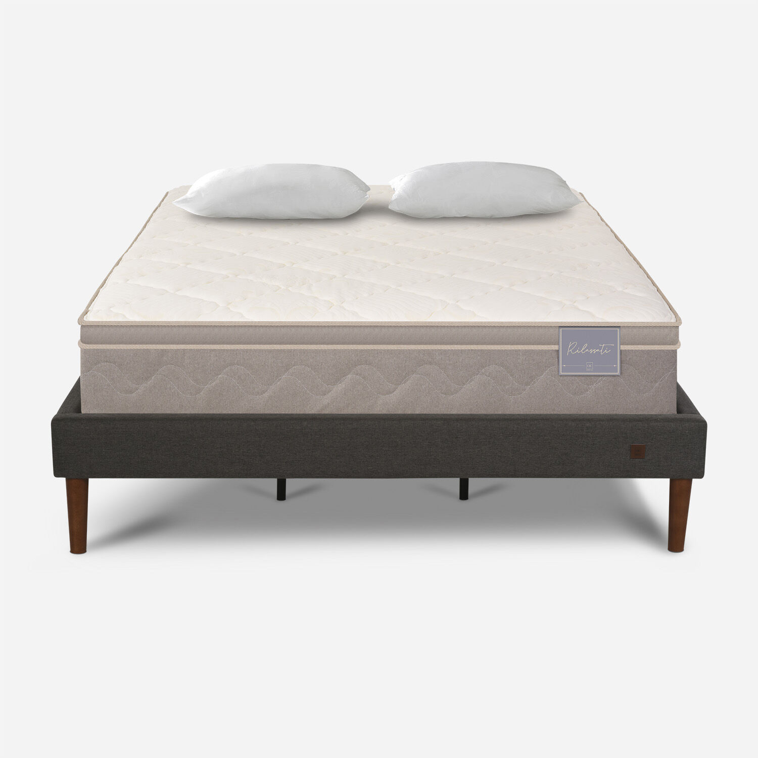Cama Europea Curve 2 Plazas Rilassati + Almohadas