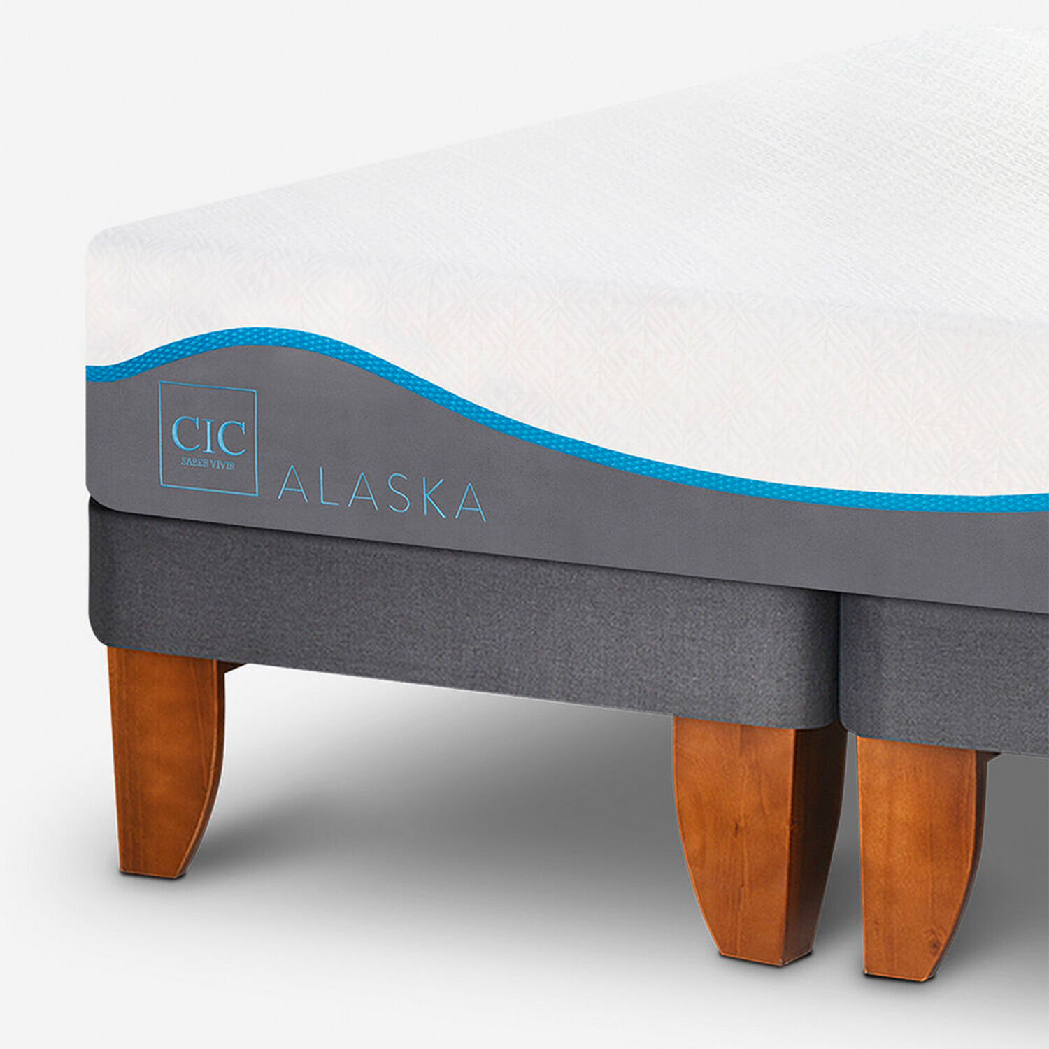 Cama Europea 2 Plazas Alaska Base Dividida + Respaldo Miró Alpino