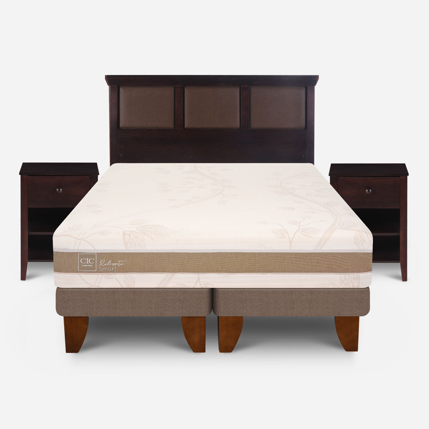 Cama Europea King Rilassati Infinity Base Dividida + Set Torino Chocolate