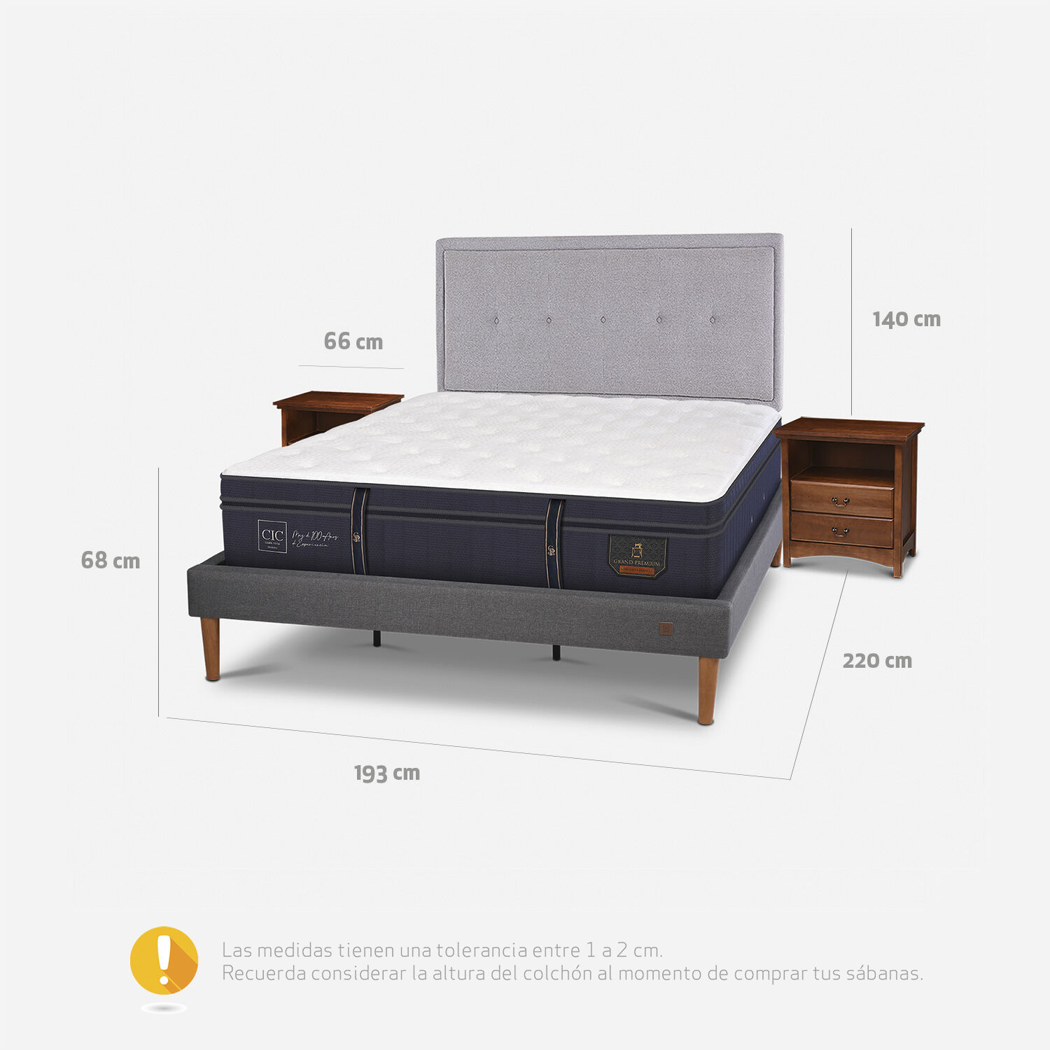 Cama Europea Curve King Grand Premium + Set Ganges