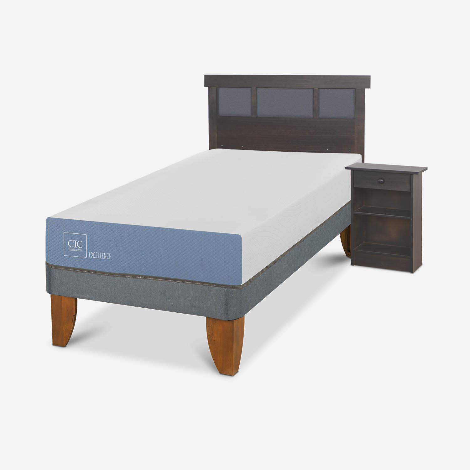 Cama Europea 1 Plaza Excellence Set Dublín Gris