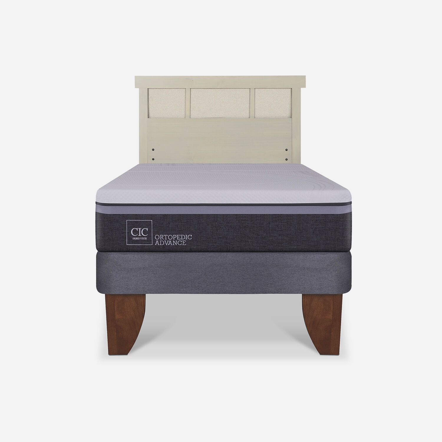 Cama Europea 1,5 Plazas Ortopedic Advance + Respaldo Dublín Alpino