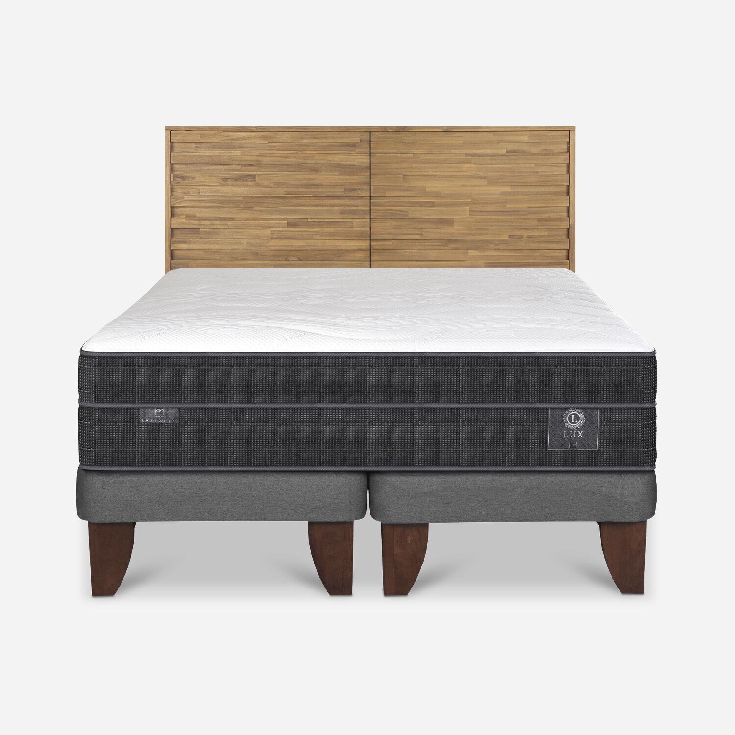 Cama Europea 2 Plazas Lux Base Dividida + Respaldo  R&oacute;dano