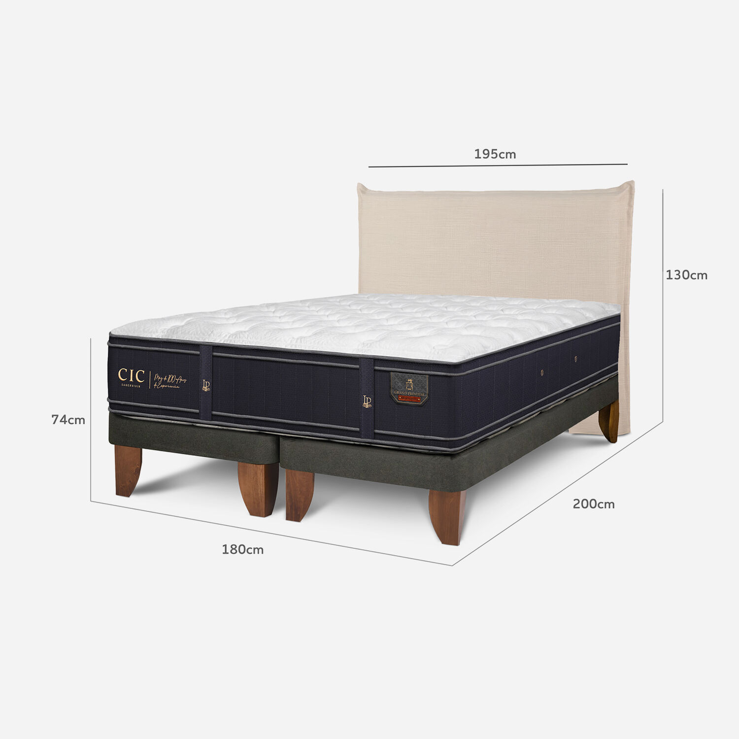 Cama Europea King Grand Premium + Respaldo T&iacute;ber