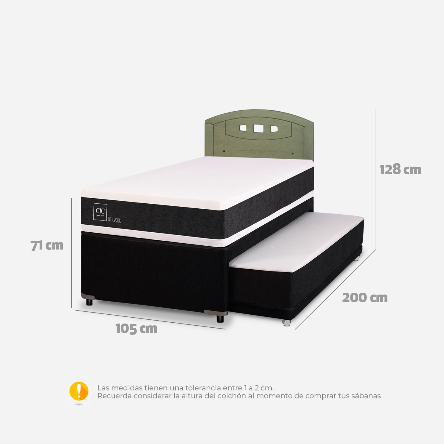 Cama Nido Div&aacute;n Ortopedic + Respaldo Gales Olivo