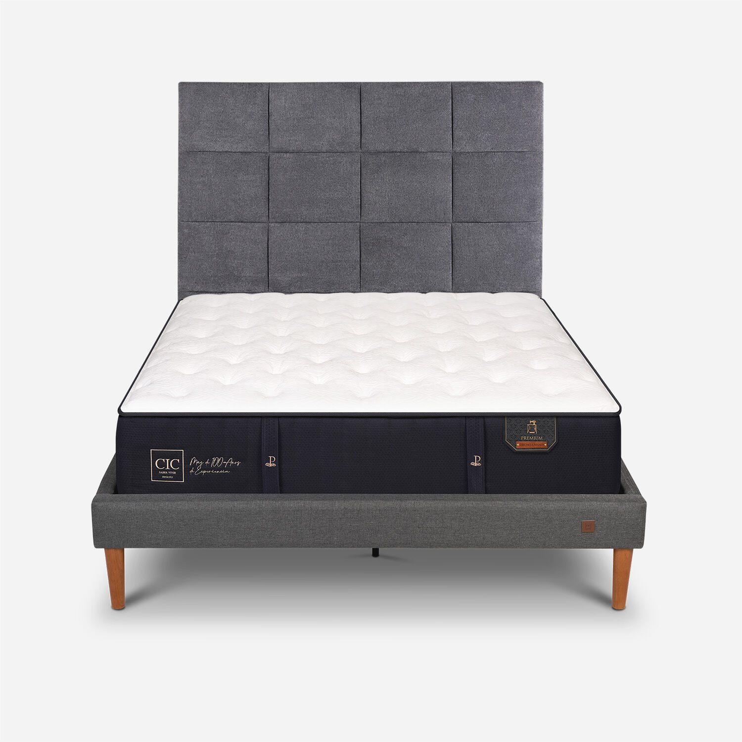Cama Europea Curve 2 Plazas Premium + Respaldo T&aacute;mesis
