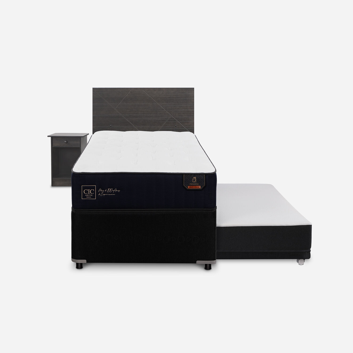 Cama Nido Diván Premium Set Villarrica Gris