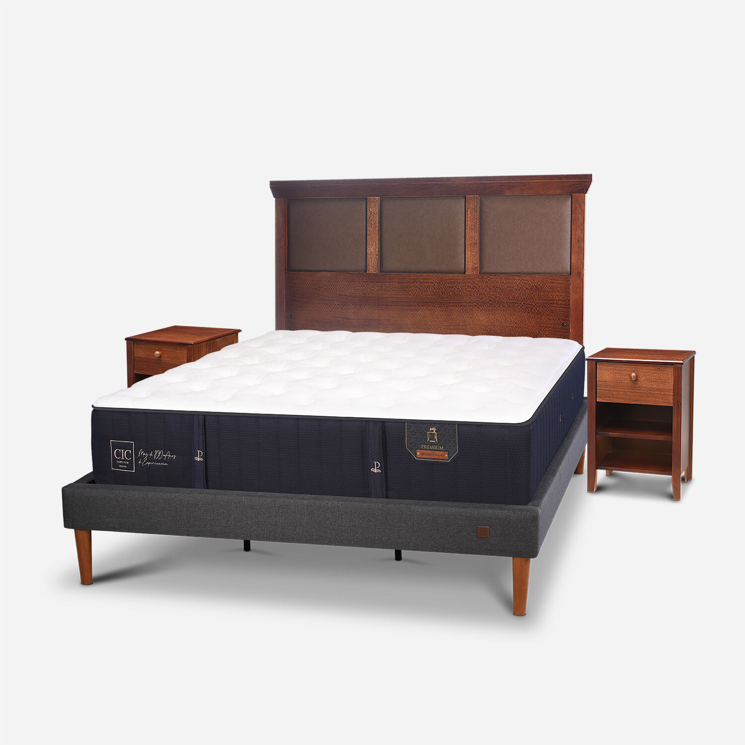 Cama Europea Curve King Premium + Set Torino Caramel