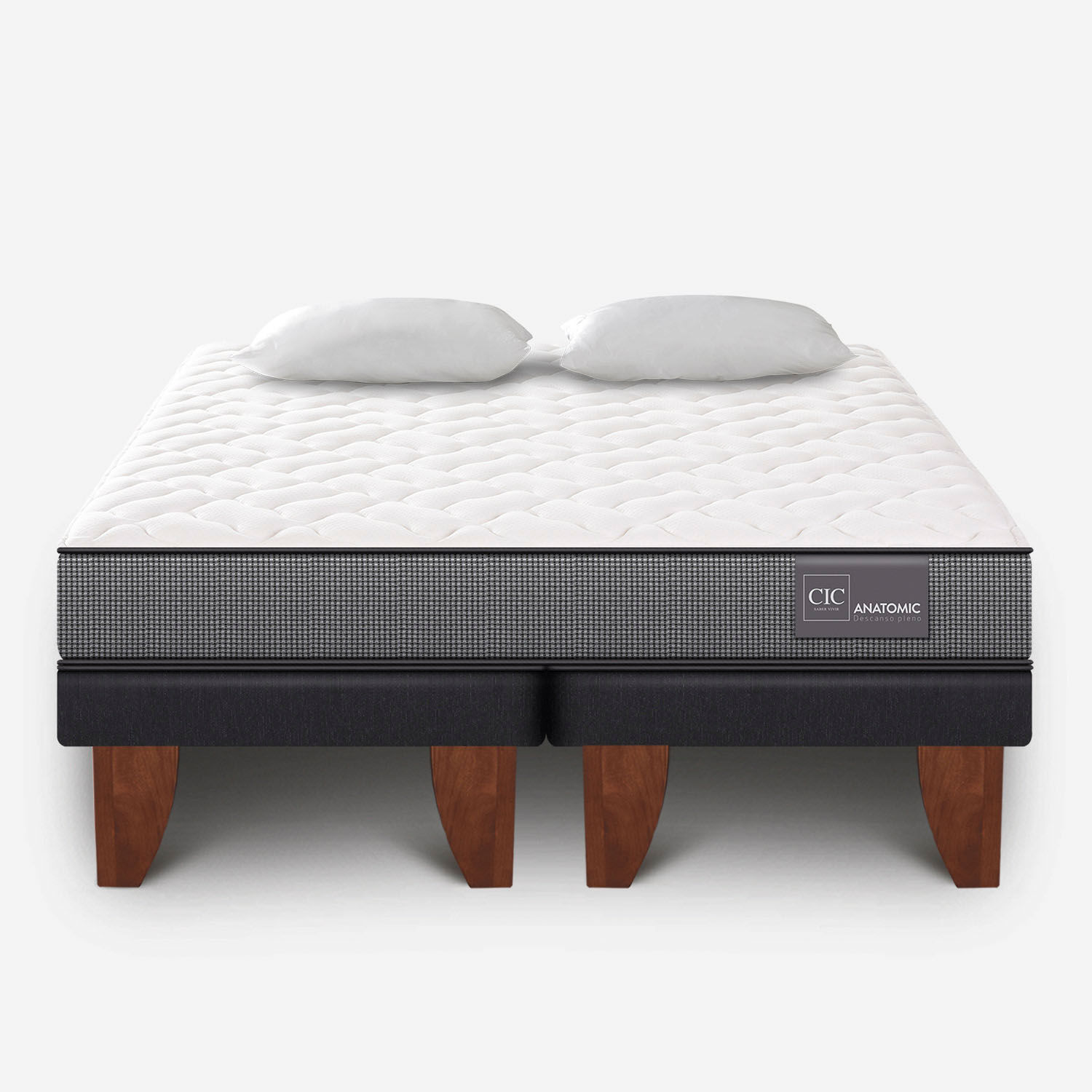 Cama Europea 2 Plazas Anatomic Base Dividida + Almohadas