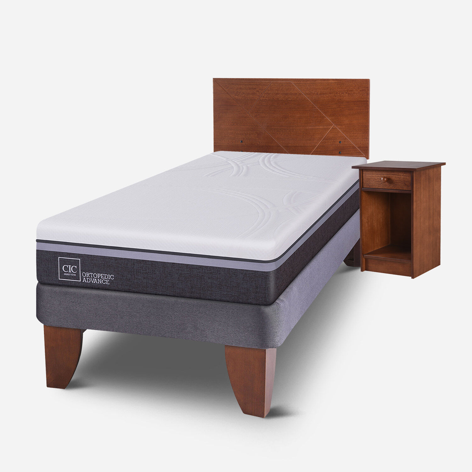 Cama Europea 1,5 Plazas Ortopedic Advance + Set Villarrica