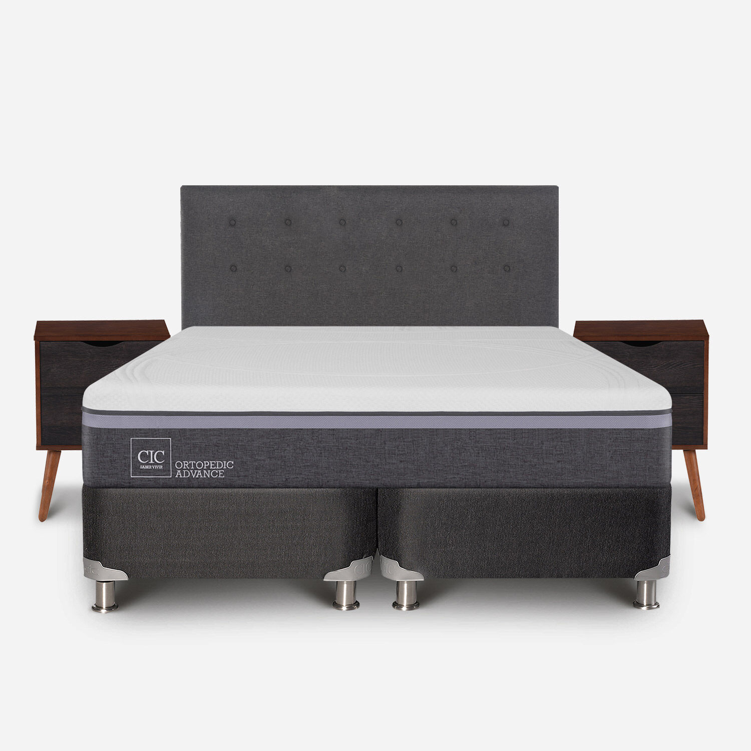 Box Spring 2 Plazas Ortopedic Advance Base Dividida 5 Zonas + Set Éufrates