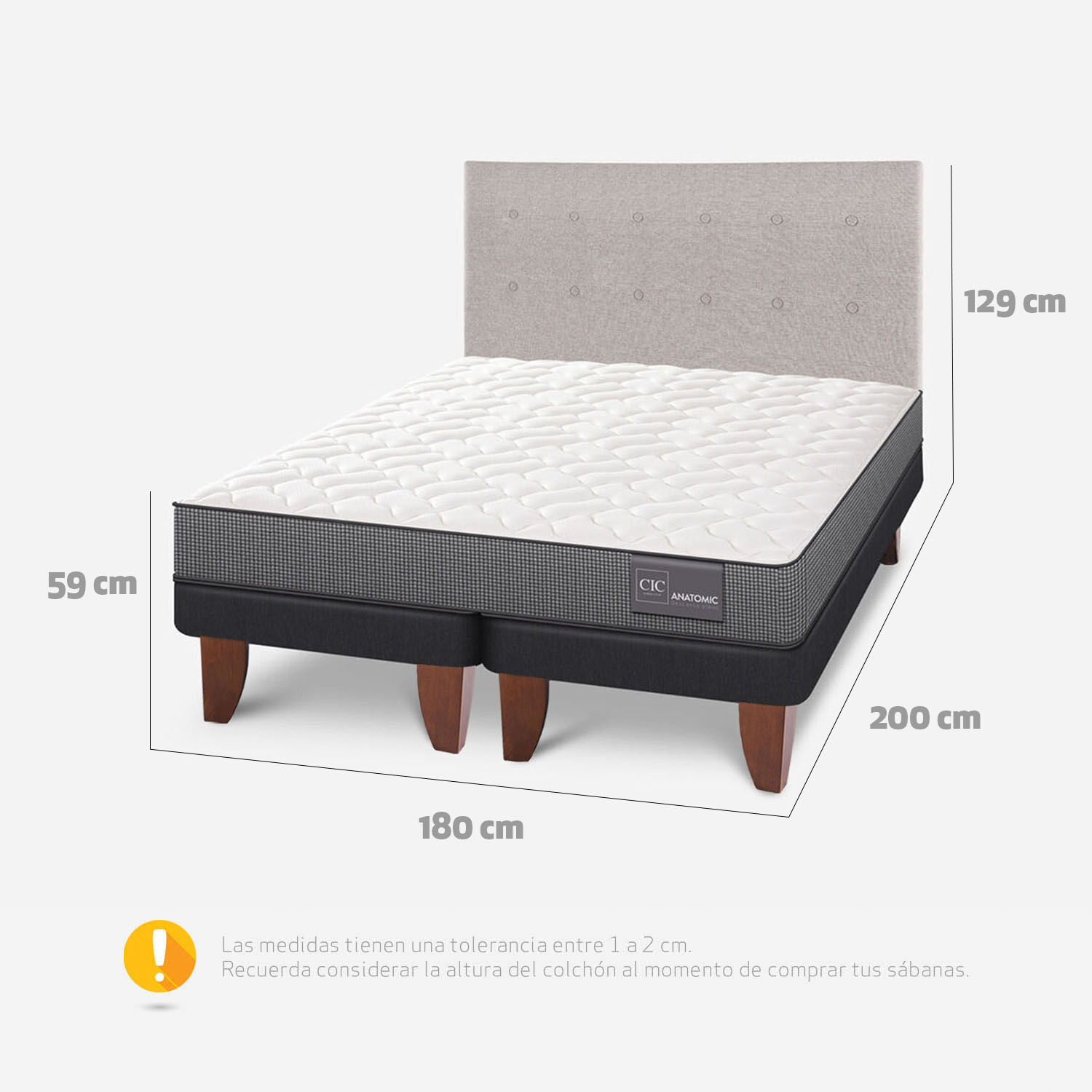 Cama Europea King Anatomic + Respaldo Tigris