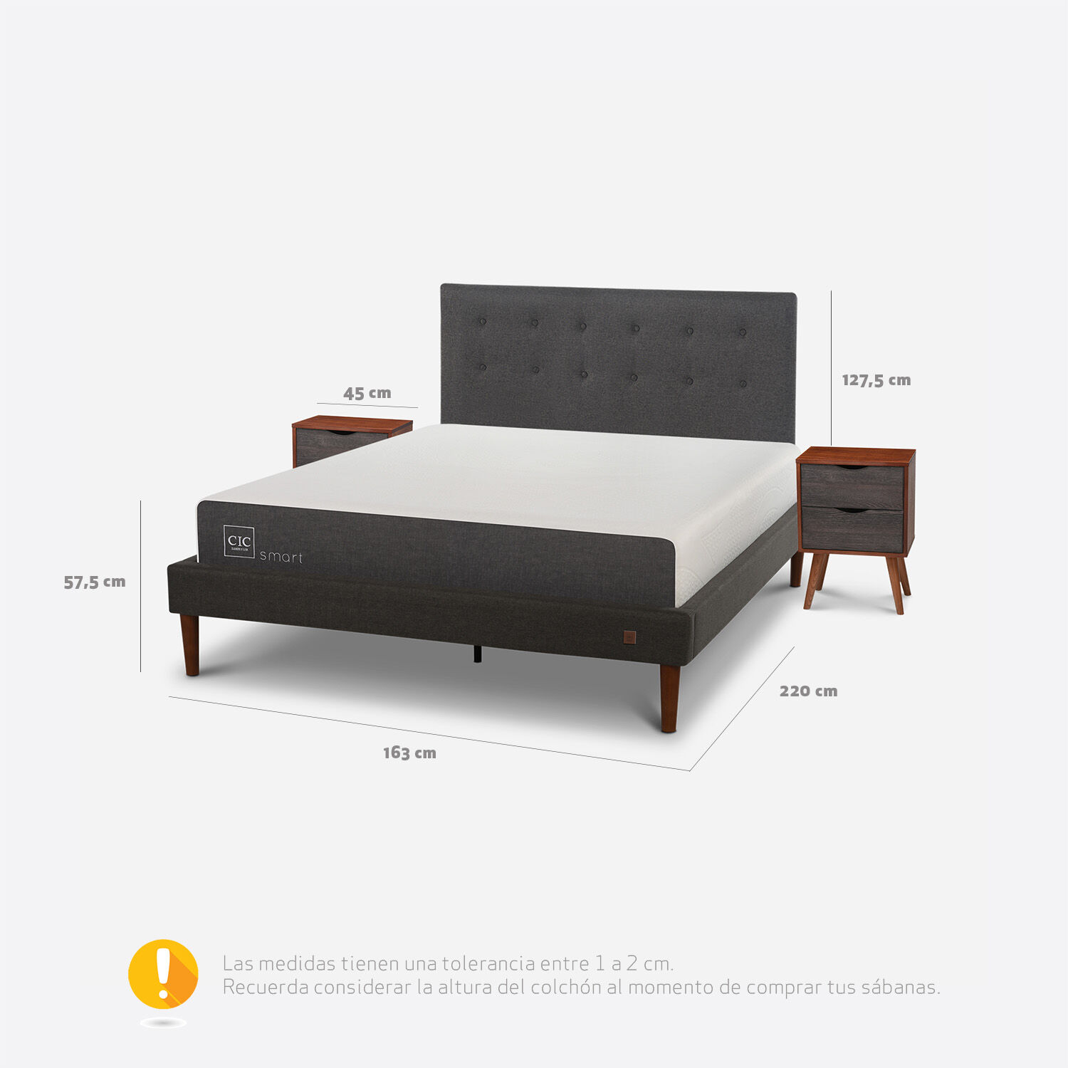 Cama Europea Curve 2 Plazas Smart + Set &Eacute;ufrates