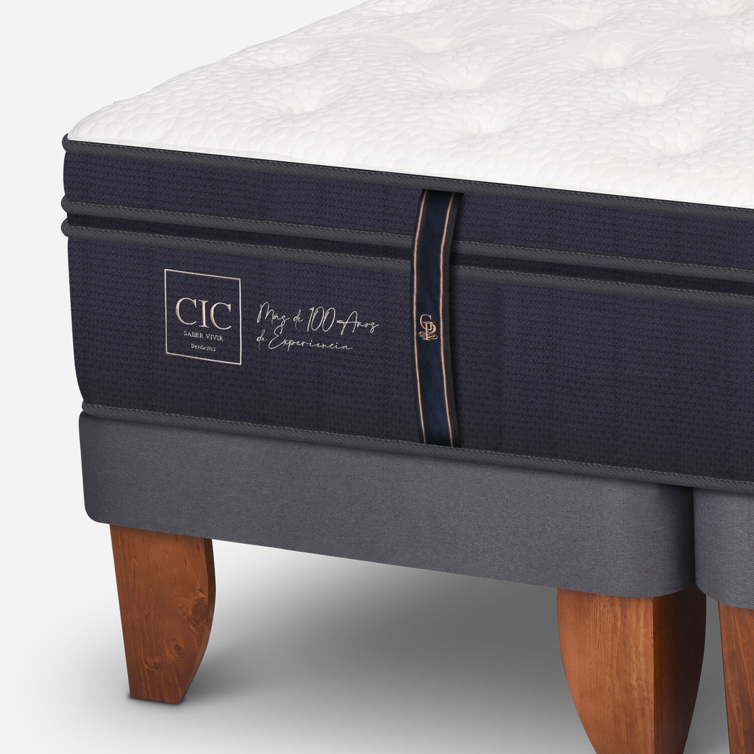 Cama Europea 2 Plazas Grand Premium Base Dividida + Respaldo Antique