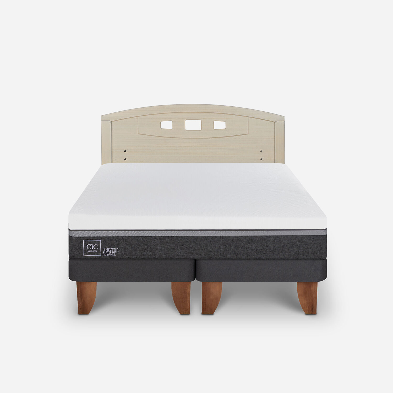 Cama Europea 2 Plazas Ortopedic Advance Base Dividida + Respaldo Gales Alpino