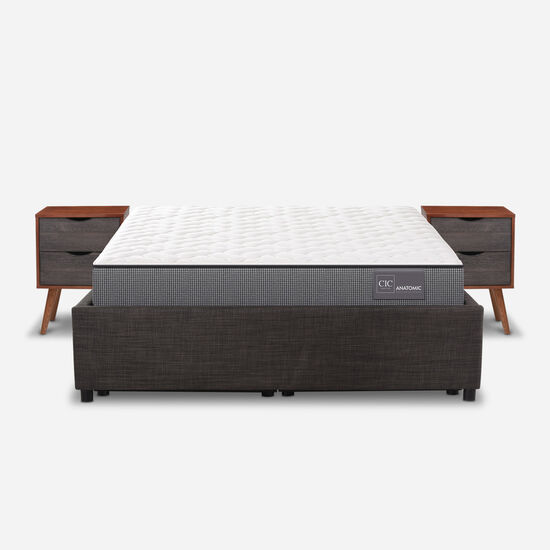 Cama Space Box 2 Plazas Anatomic + Velador Níger