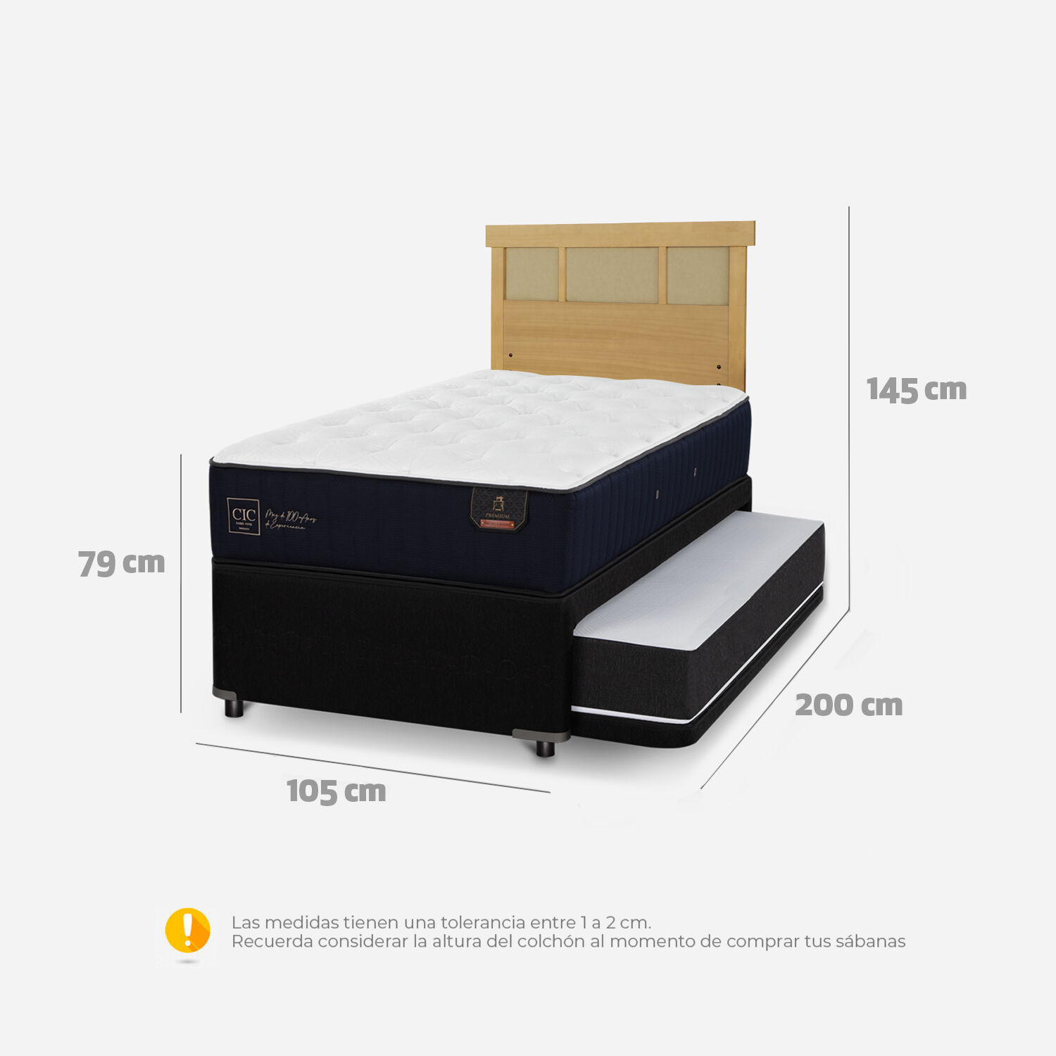 Cama Nido Diván 1.5 Plazas Premium + Respaldo Dublín Mostaza