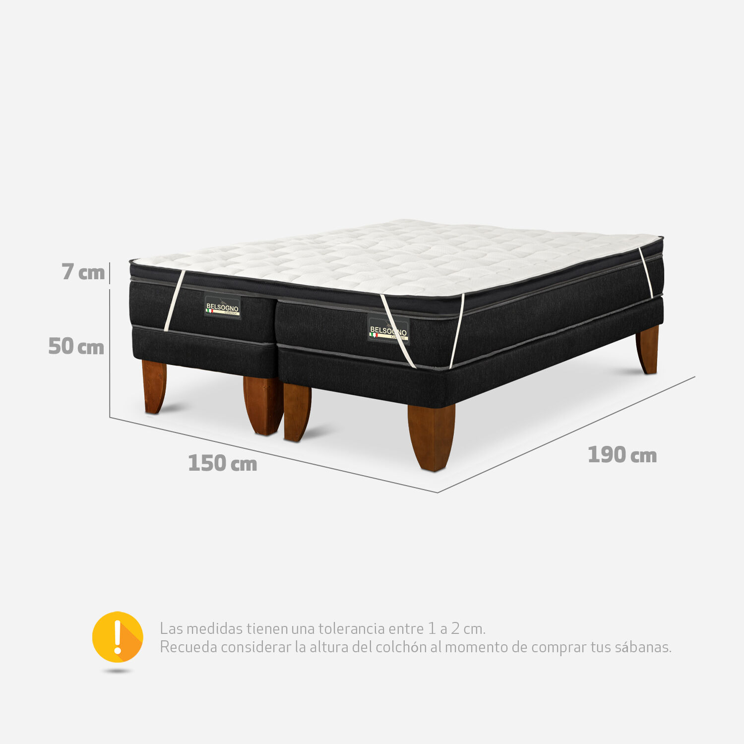 Duplex Cama Europea Belsogno 0,75 x 1,90 Lite con Topper
