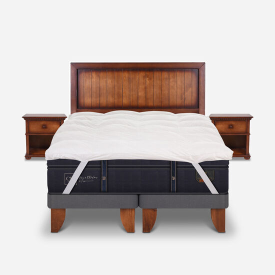 Cama Europea King Grand Premium + Set Monterrey + Topper