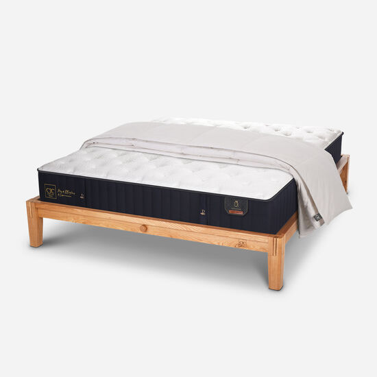 Cama Oak King Premium + Plumón 100% Pluma Ganso