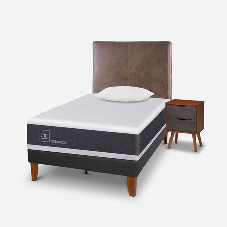 Cama Europea Curve 1,5 Plazas Ortopedic + Set Baker + Almohada Viscoel&aacute;stica