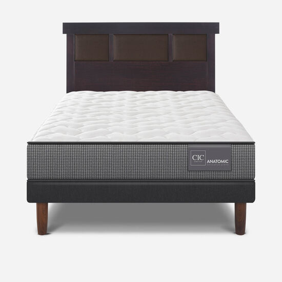 Cama Europea 1.5 Plazas Anatomic + Respaldo Dublín Choc