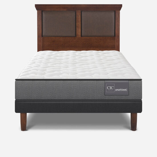 Cama Europea 1.5 Plazas Anatomic + Respaldo Torino Caramel