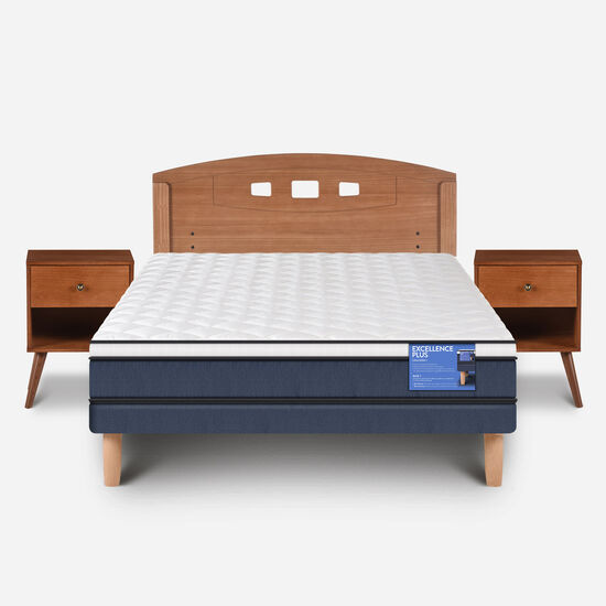 Cama Europea 2 Plazas Excellence Plus Base Normal + Set Gales