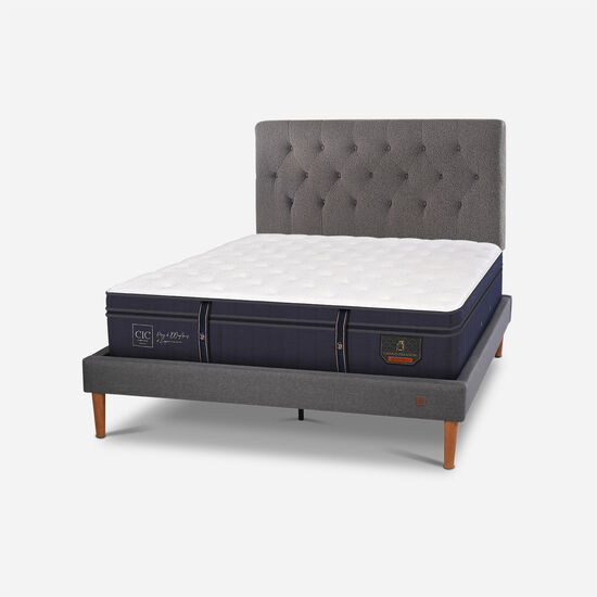 Cama Europea Curve 2 Plazas Grand Premium + Respaldo Kavery