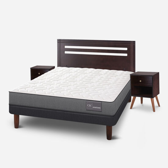 Cama Europea 2 Plazas Anatomic Base Normal + Set Múnich