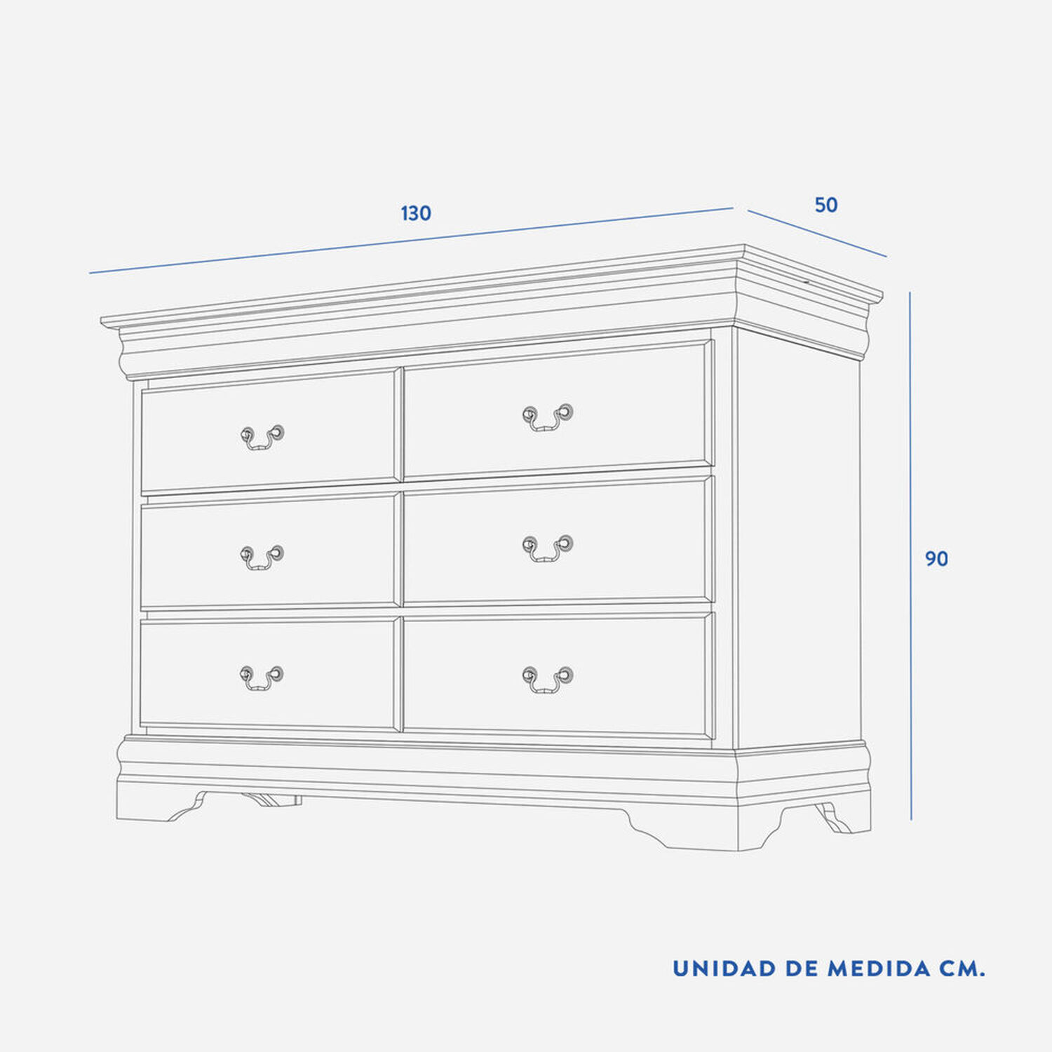 C&oacute;moda 6 Cajones Mir&oacute; Chocolate