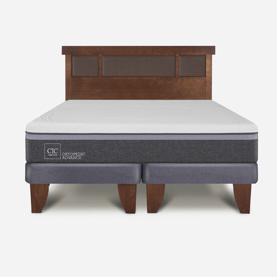 Cama Europea 2 Plazas Base Dividida Ortopedic Advance + Respaldo Dublín Caramel