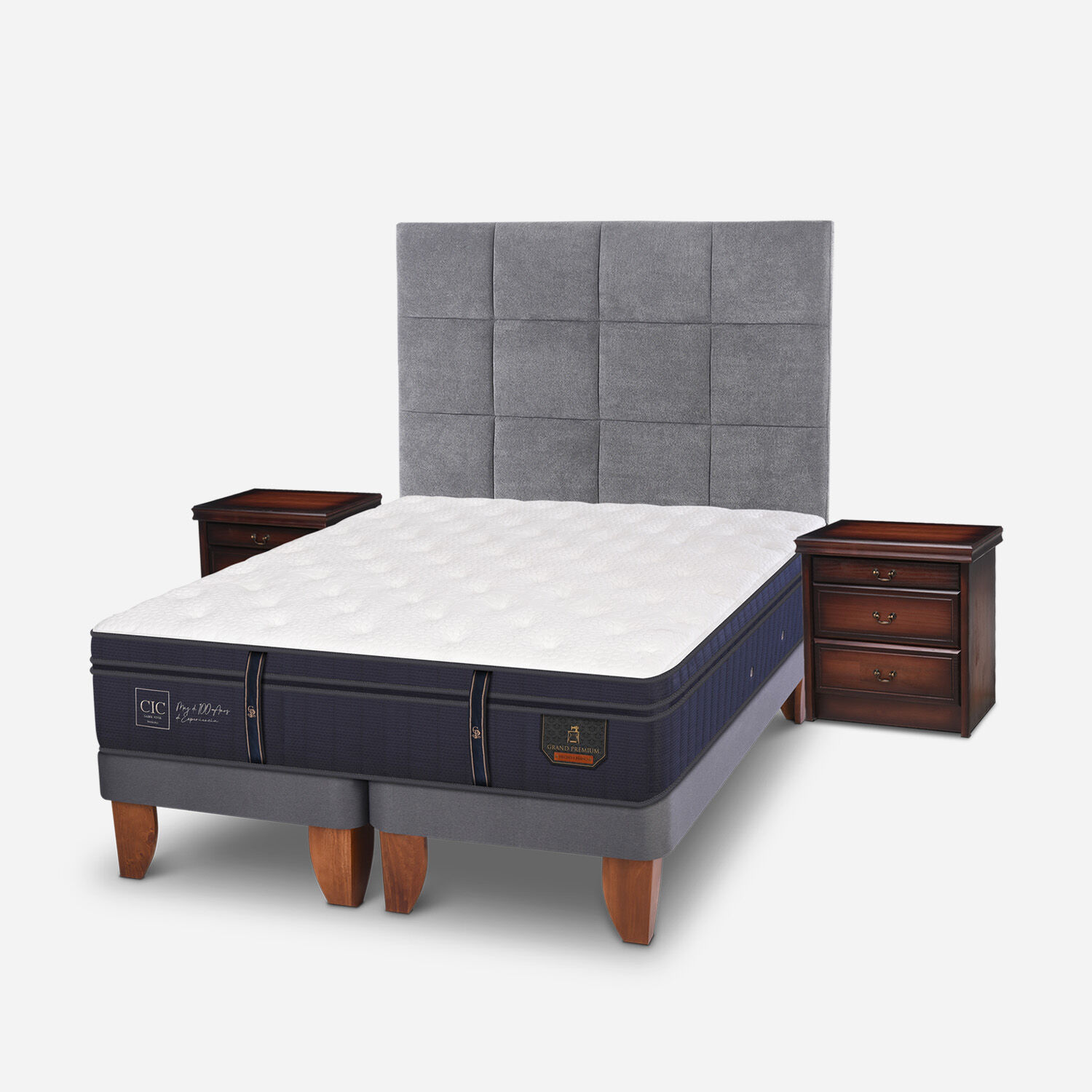 Cama Europea 2 Plazas Grand Premium Base Dividida + Set T&aacute;mesis