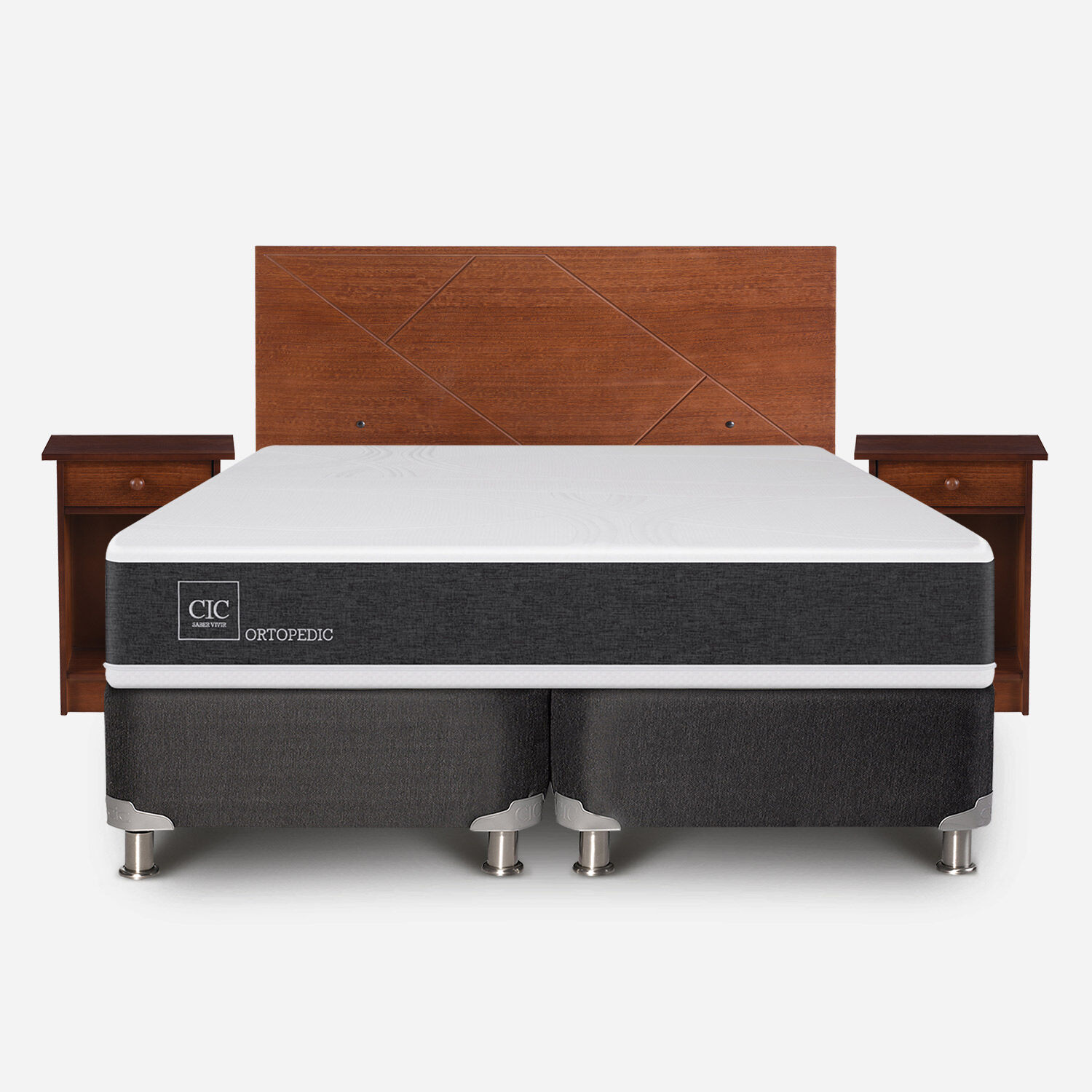 Box Spring 2 Plazas Ortopedic Base Dividida 5 Zonas + Set Villarrica