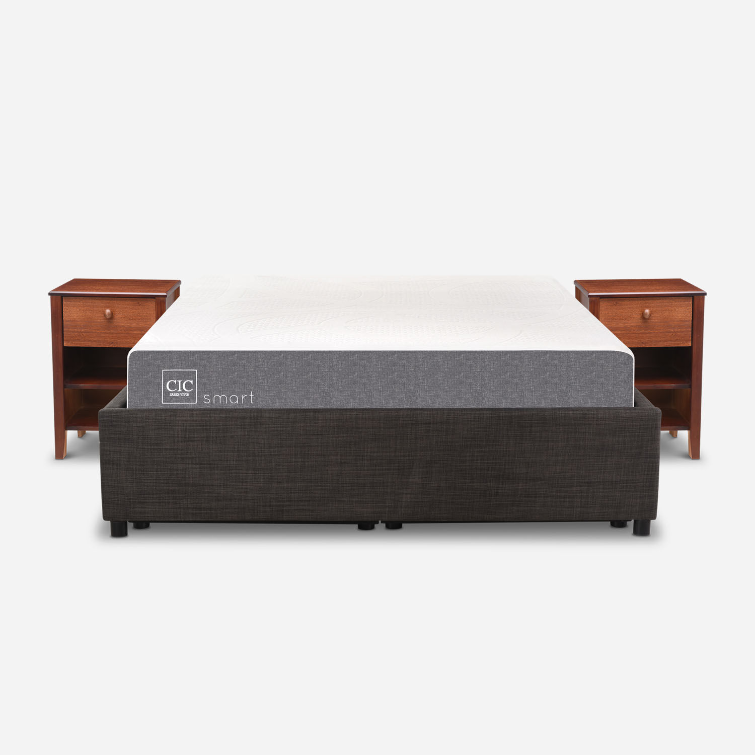 Cama Space Box 2 Plazas Smart + Velador Torino Caramel 