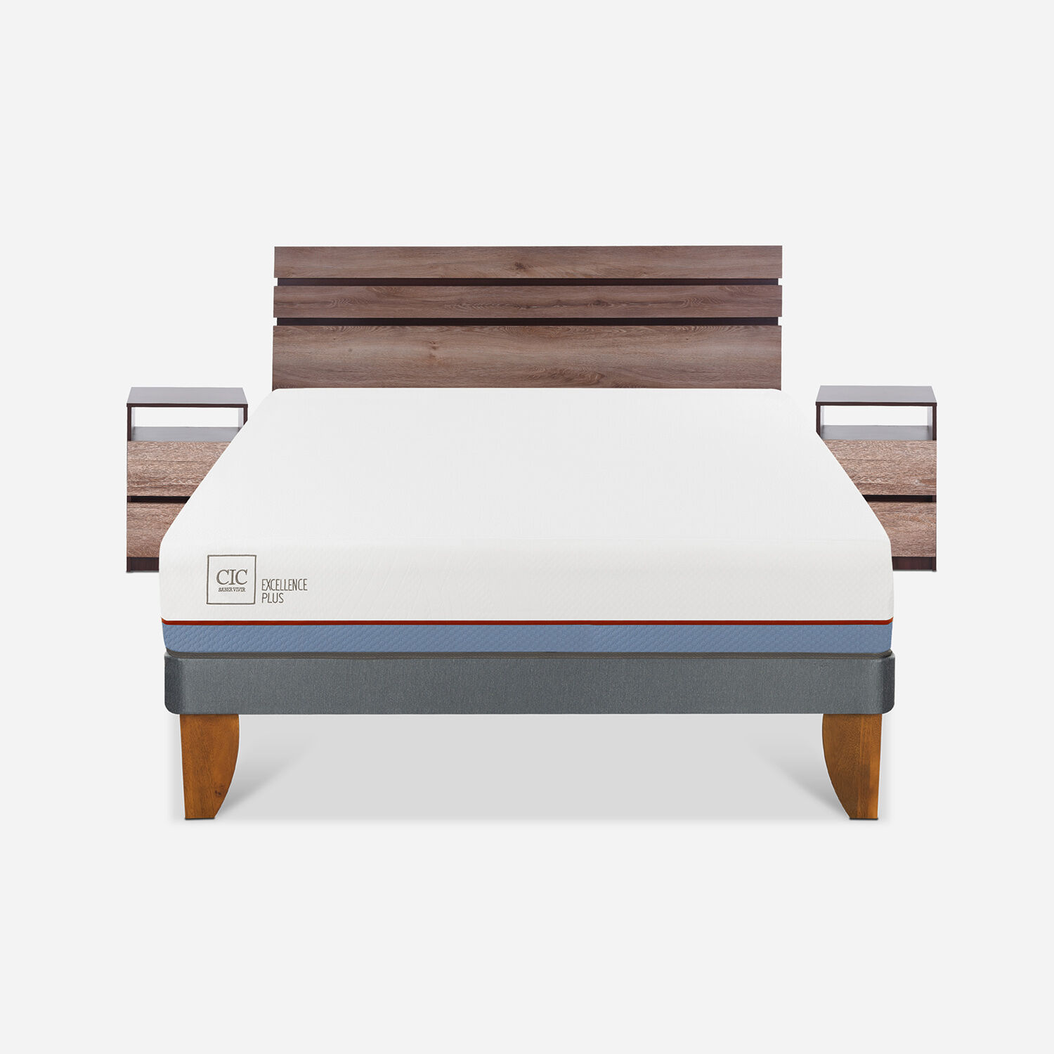Cama Europea 2 Plazas Excellence Plus Base Normal + Set Ares