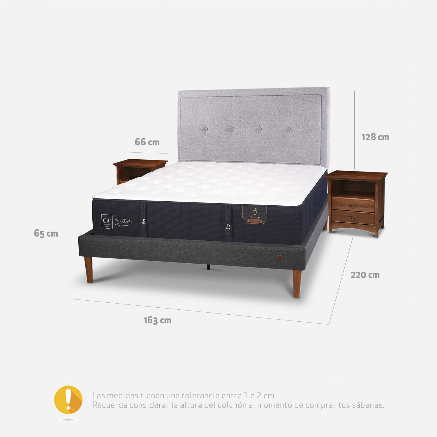 Cama Europea Curve 2 Plazas Premium + Set Ganges