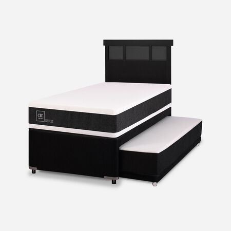 Cama Nido Div&aacute;n Ortopedic + Respaldo Dubl&iacute;n Negro