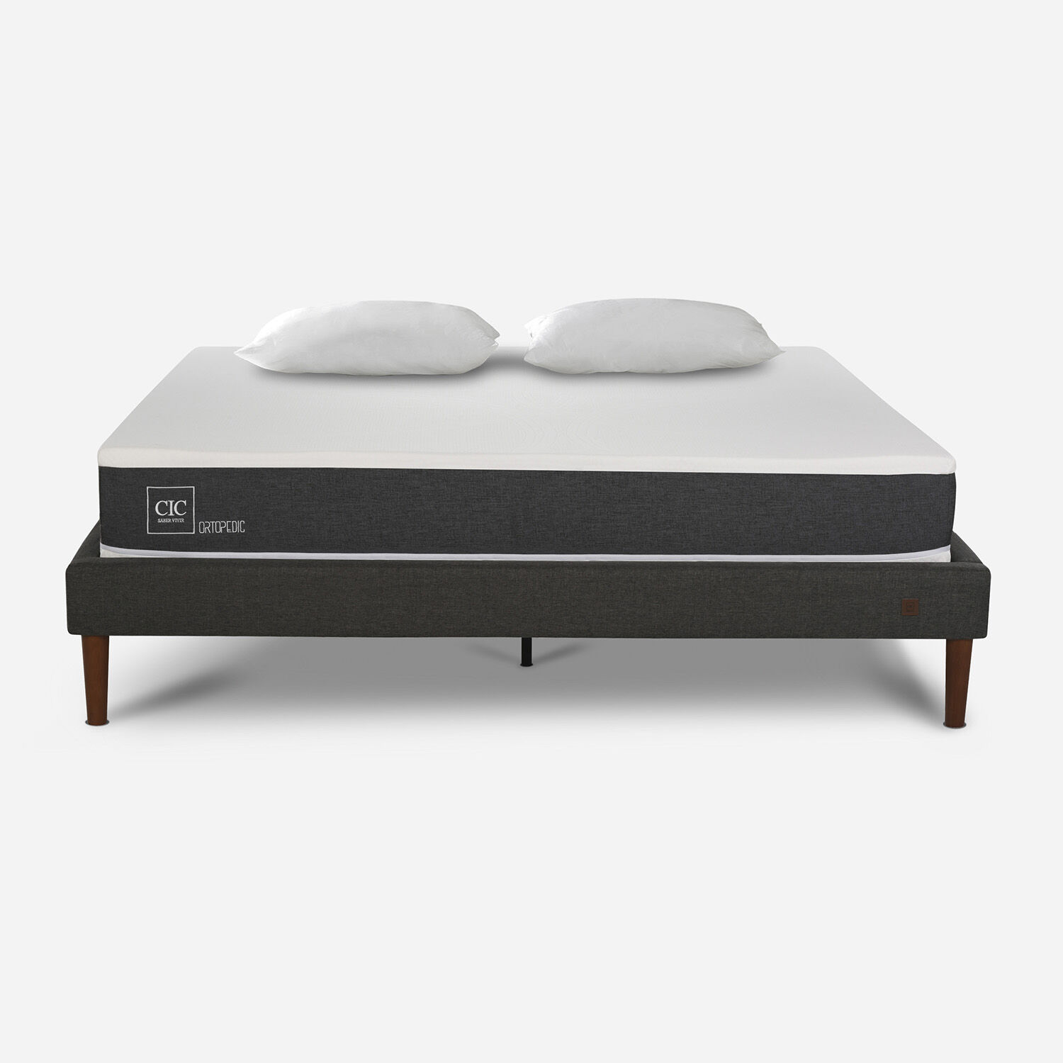 Cama Europea Curve 2 Plazas Ortopedic + Almohadas Viscoel&aacute;sticas
