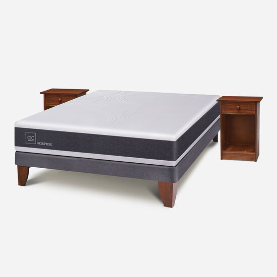 Cama Europea 2 Plazas Base Normal Ortopedic + Veladores Villarrica