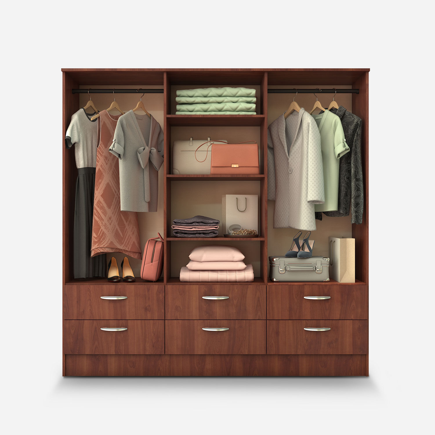 Cl&oacute;set 6 Puertas 6 Cajones Maipo Cerezo