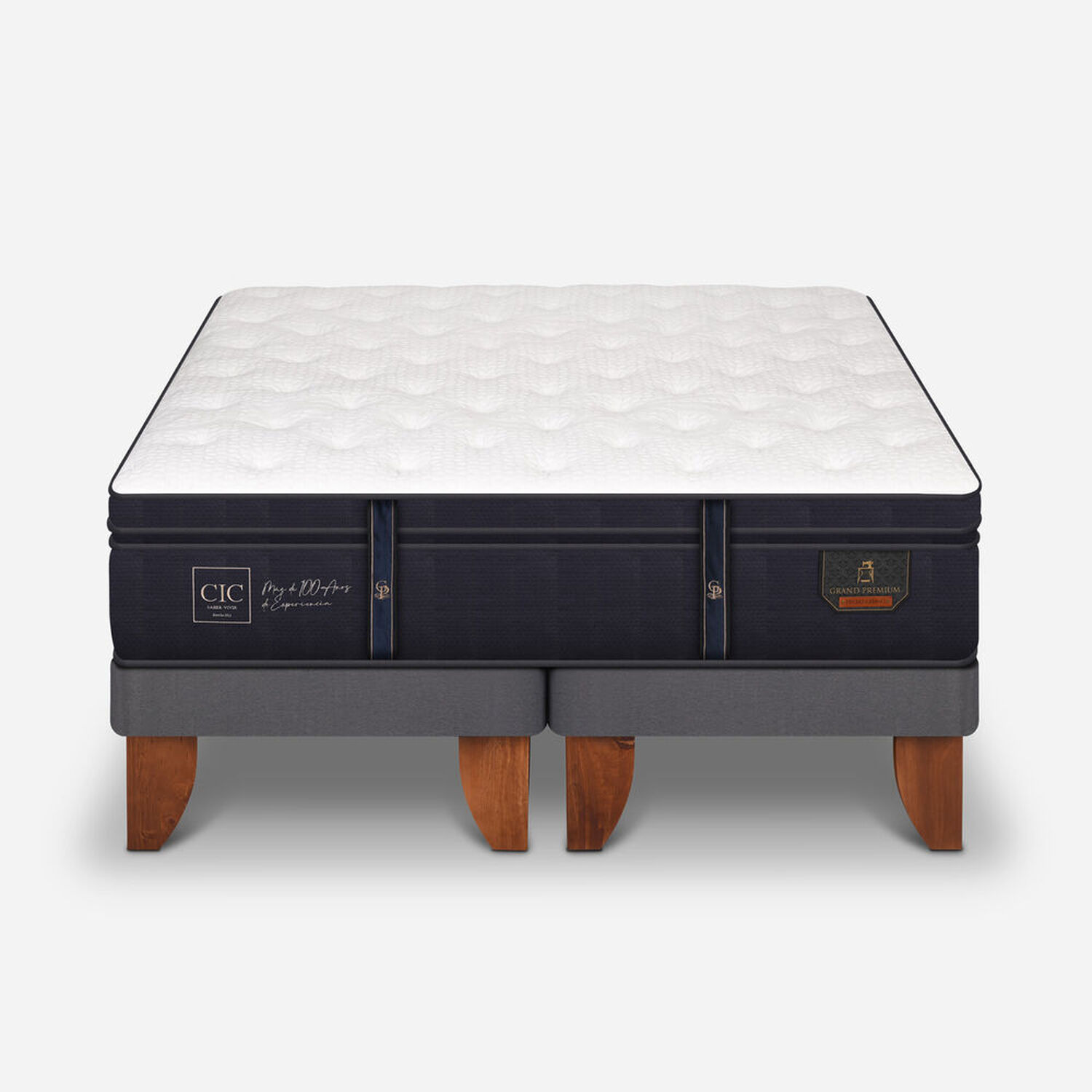 Cama Europea 2 Plazas Grand Premium Base Dividida Largo 2.20