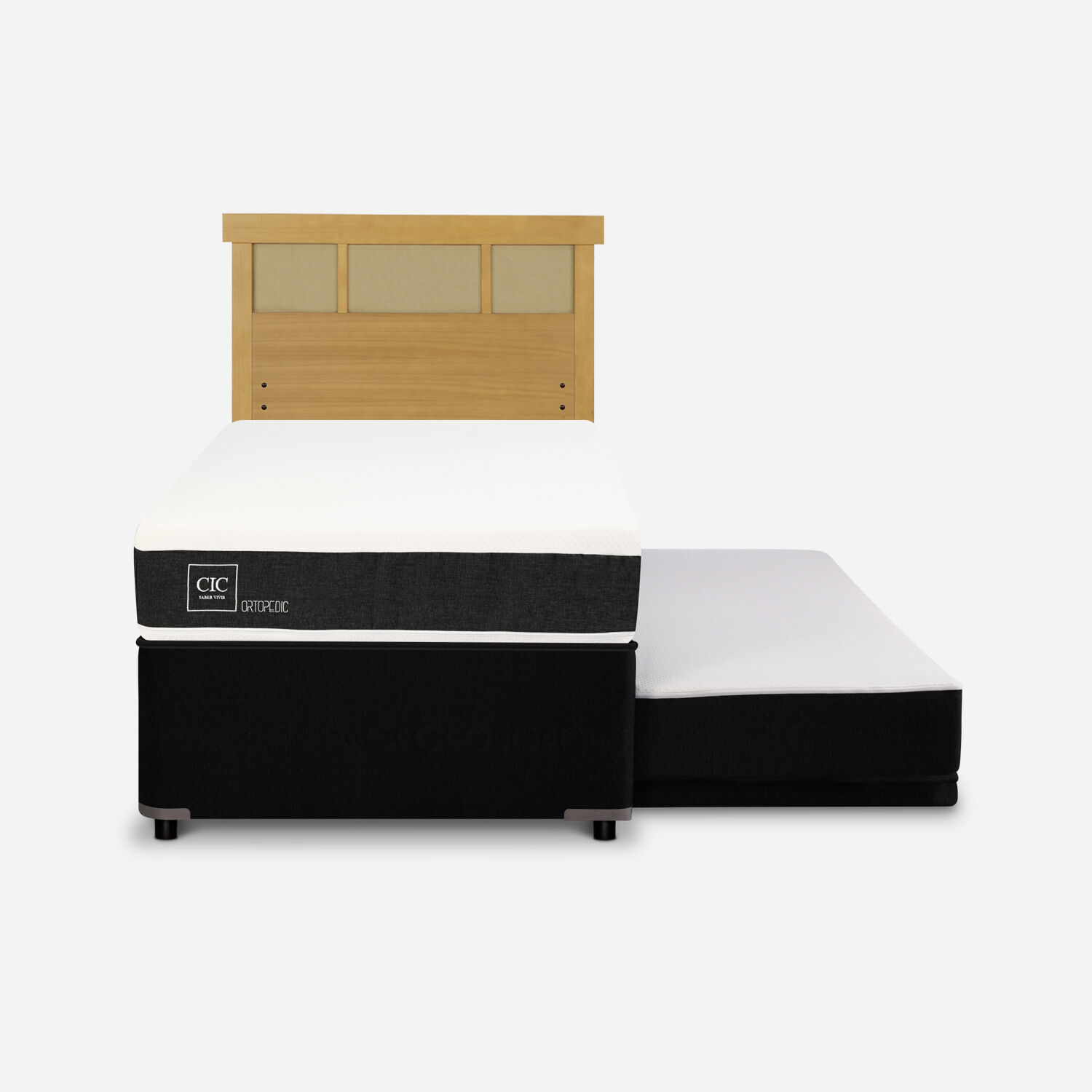 Cama Nido Diván Ortopedic + Respaldo Dublín Mostaza