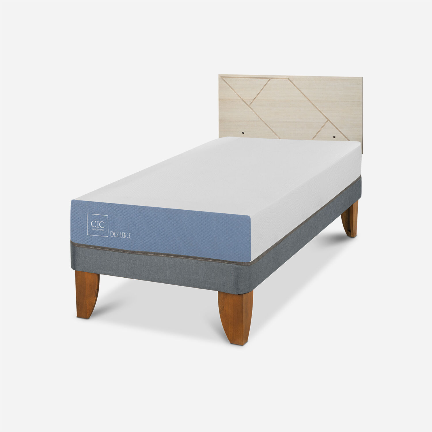 Cama Europea 1 Plaza Excellence + Respaldo Villarrica Alpino