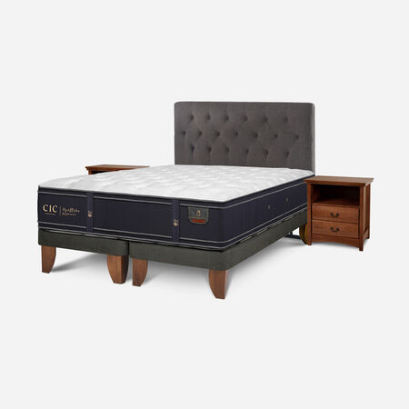 Cama Europea 2 Plazas Grand Premium Base Dividida + Set Kavery